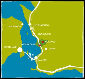 karta Skåne och Danmark m ram